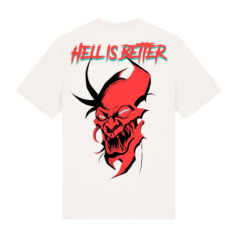 White - Oni-mask - Urbanwear T-shirt - Hell is Better