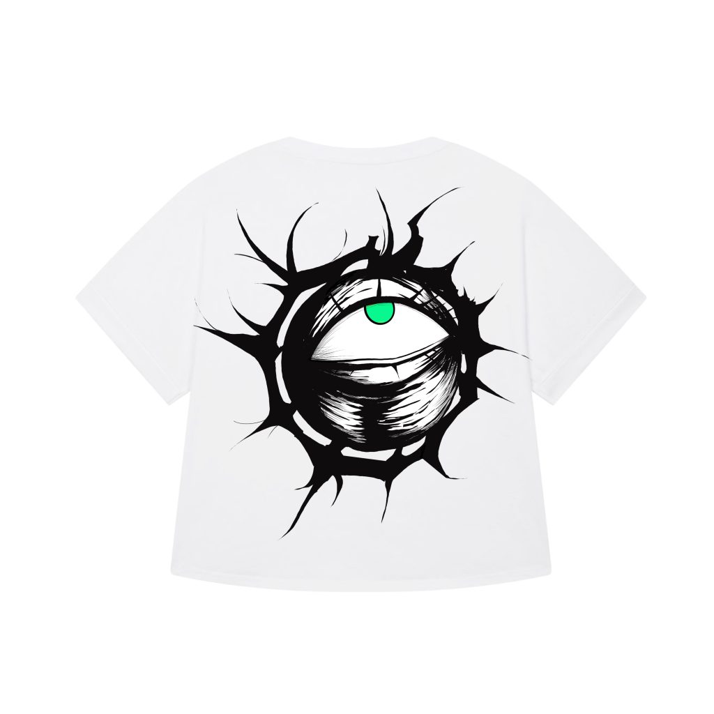 White - The Eye - Urbanwear T-shirt - Girl - Green Eye - Hell is Better