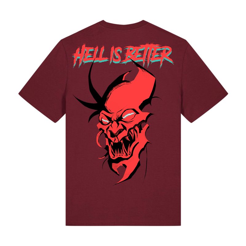 Wine - Oni-mask - Urbanwear T-shirt - Hell is Better