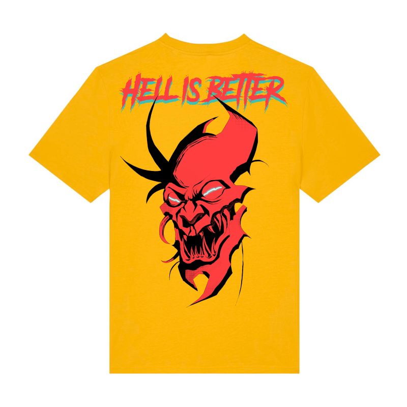 Yellow - Oni-mask - Urbanwear T-shirt - Hell is Better